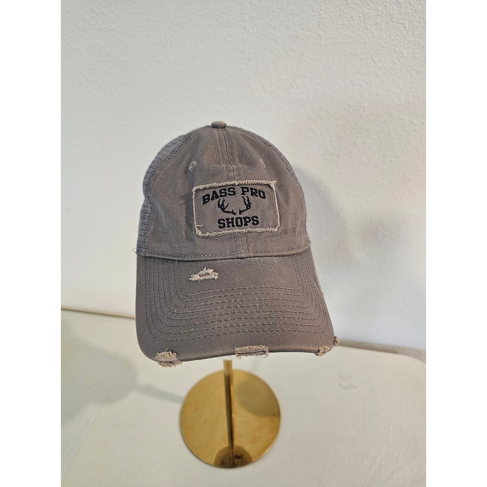 Bass Pro Shops One Size Gray Distressed Mesh Trucker Hat
